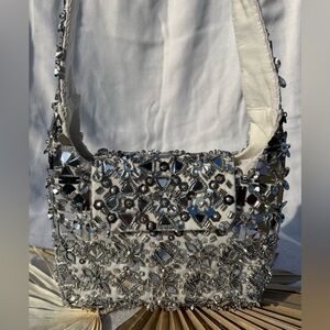 Viral Beaded Silver Shoulder Bag, NWT